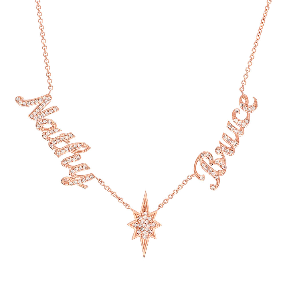 14K Rose Gold Diamond Name Necklace