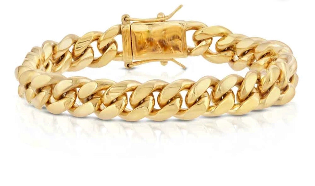14K Yellow Gold Large Cuban Chain Bracelet