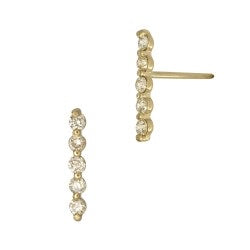 14K Yellow Gold Diamond Stick Stud Earrings