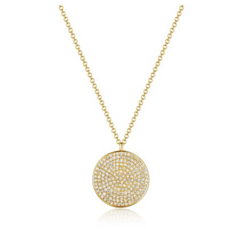 LARGE PAVE DISC NECKLACE