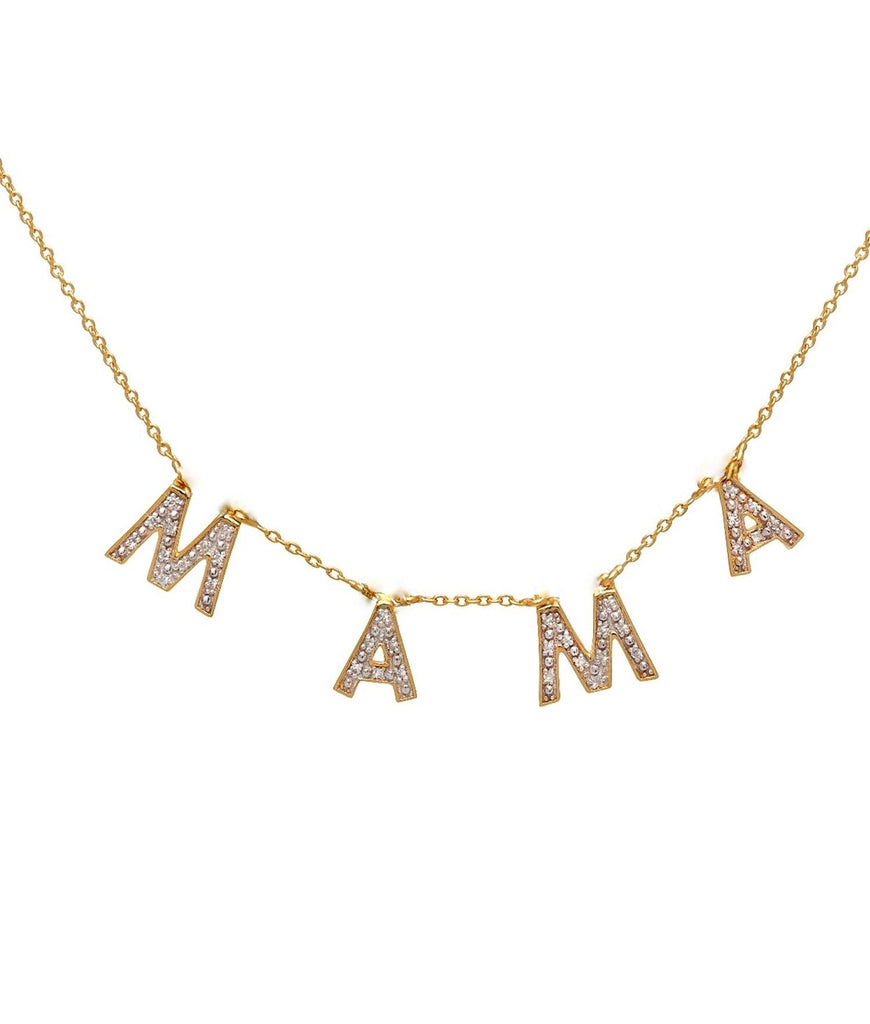 14K Gold Diamond MAMA Necklace