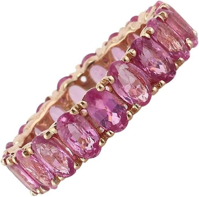 14K Rose Gold Pink Sapphire Oval Eternity Band