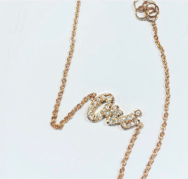 14k Yellow Gold Diamond Name Bracelet