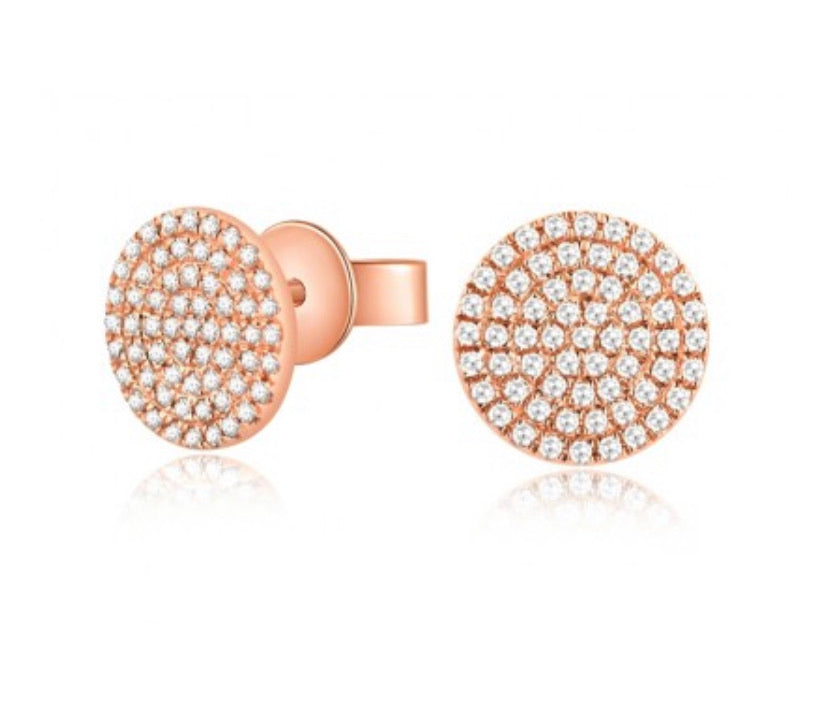 LARGE PAVE DISC STUD EARRINGS