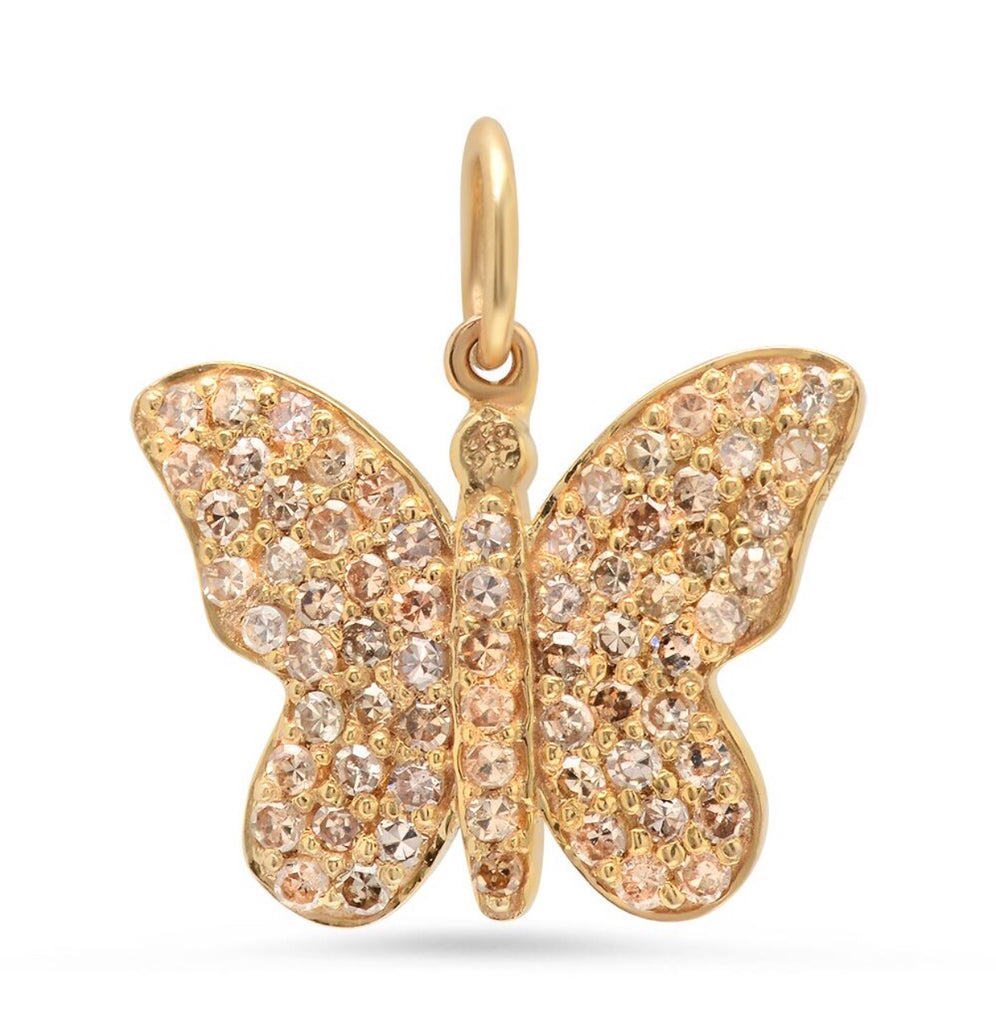 14K Gold Diamond Butterfly Charm