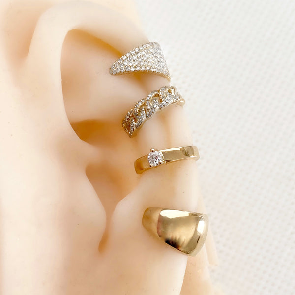 14K Gold Diamond Chain Ear Cuff