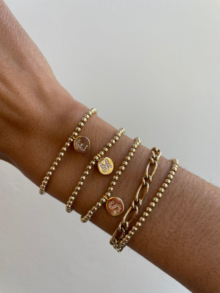 Gold filled beaded initial bracelets