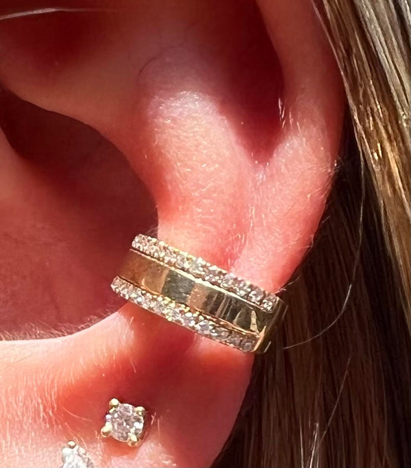 14k Gold Double Diamond Ear Cuff